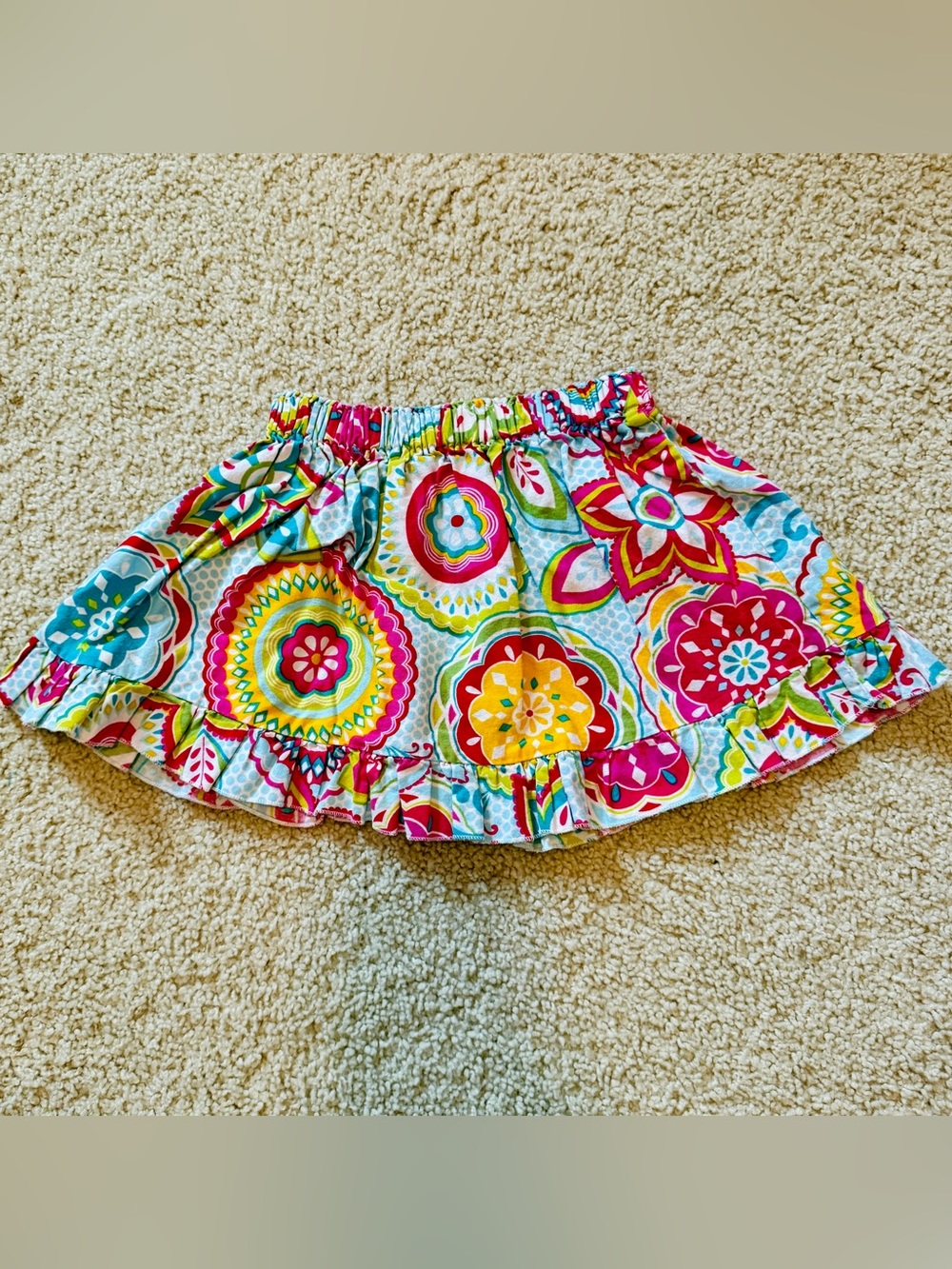 Girls' Colorful Floral Ruffle Skirt